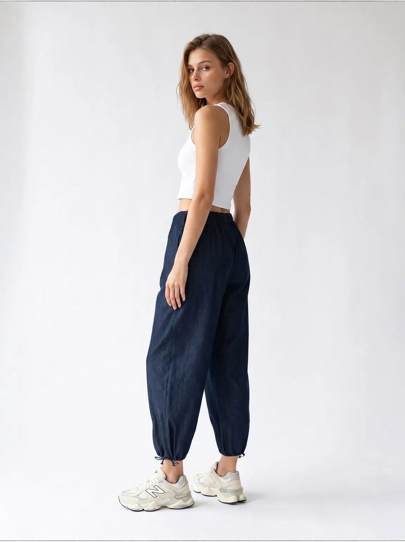 Pantalon droit en tencel mixray Bleu marine - Kiabi