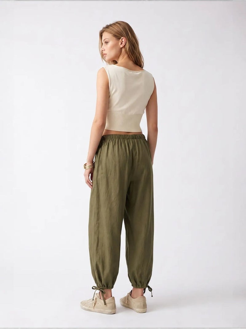 Pantalon droit en tencel mixray Kaki - Kiabi