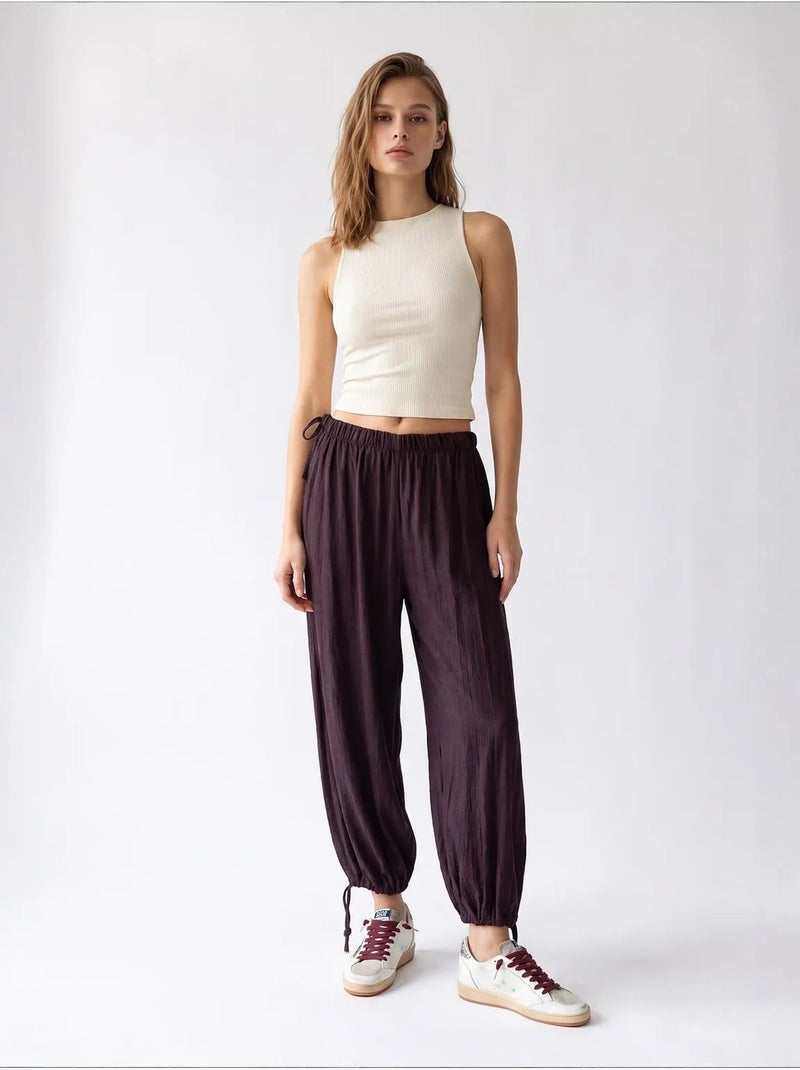 Pantalon droit en tencel mixray Marron chocolat - Kiabi