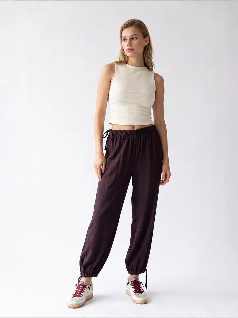 Pantalon droit en tencel mixray Marron chocolat - Kiabi