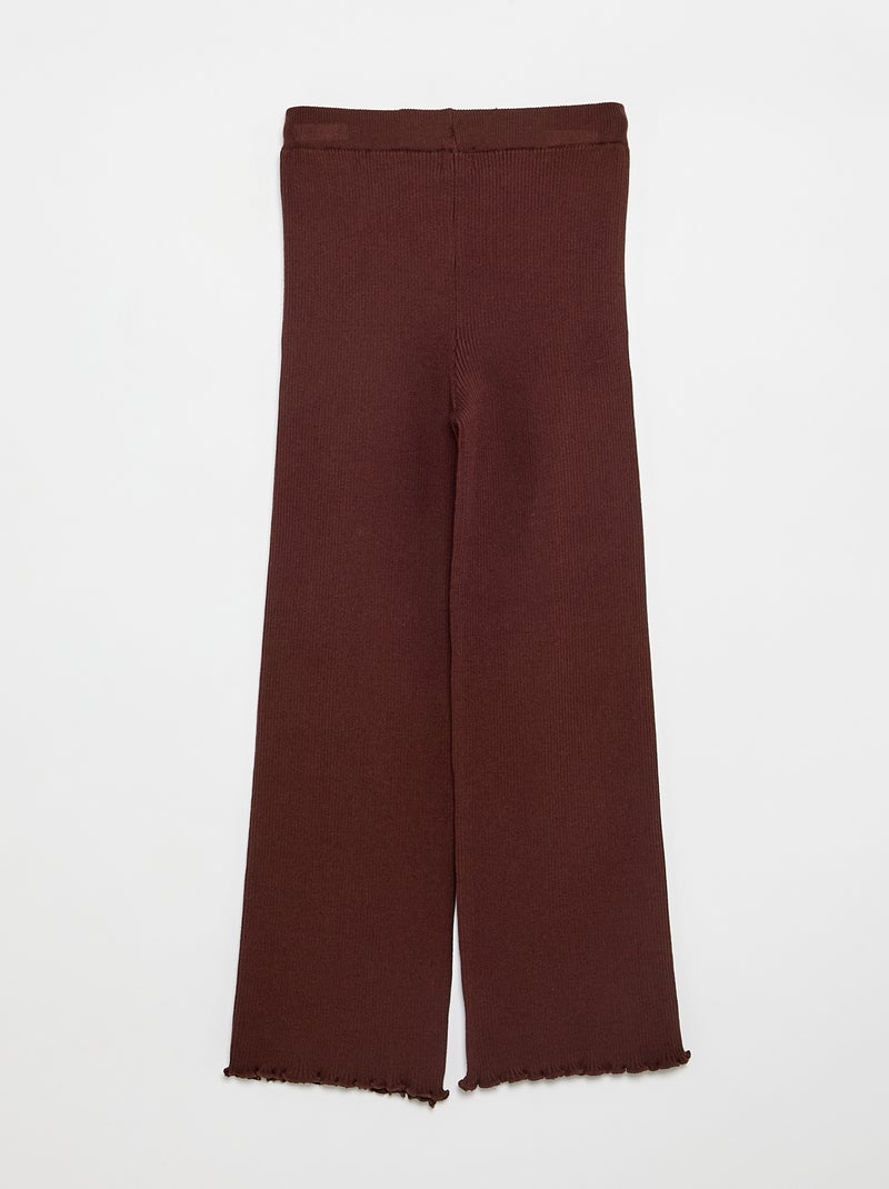 Pantalon droit en tricot uni Marron - Kiabi