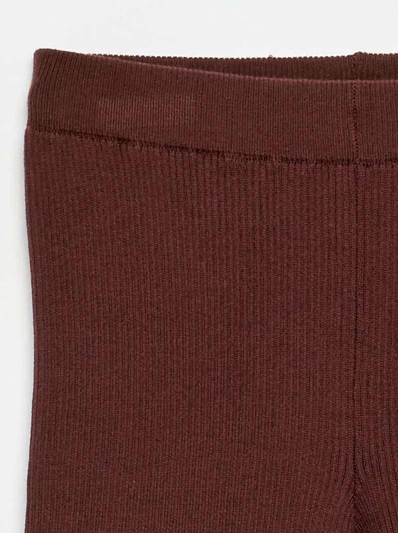Pantalon droit en tricot uni Marron - Kiabi