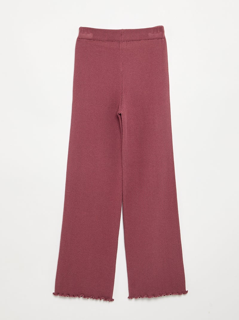 Pantalon droit en tricot uni Rose - Kiabi