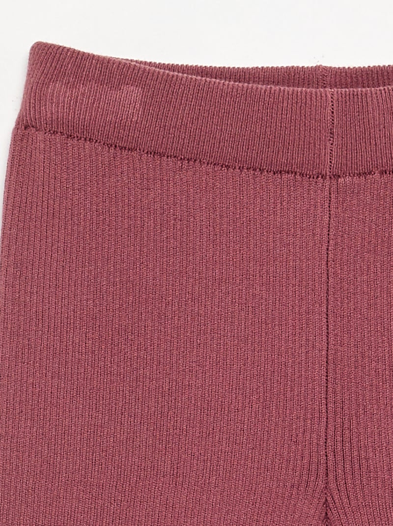 Pantalon droit en tricot uni Rose - Kiabi
