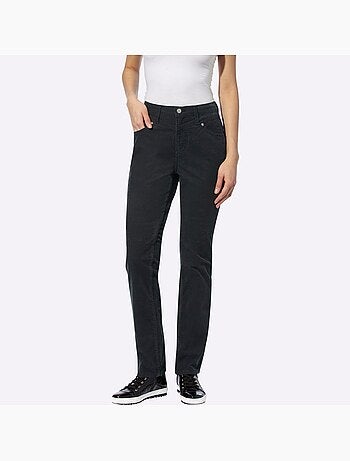 Pantalon en velours côtelé coupe droite avec poches - taille courte - helline