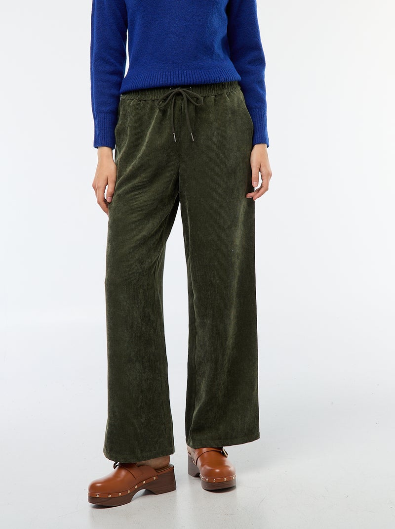 Pantalon droit en velours 'JDY' Vert - Kiabi