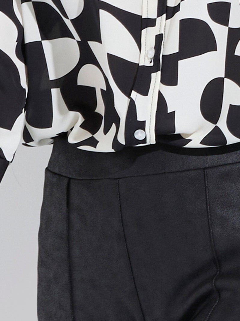 Pantalon droit enduit, semi-élastiqué - Afibel Noir - Kiabi