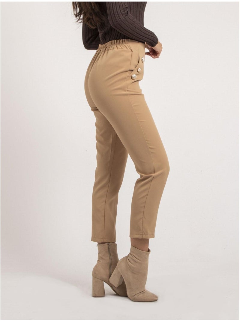 Pantalon droit ESLINA Beige - Kiabi