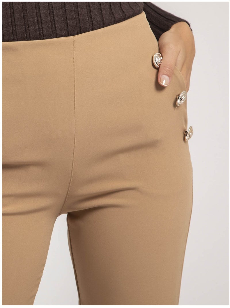 Pantalon droit ESLINA Beige - Kiabi