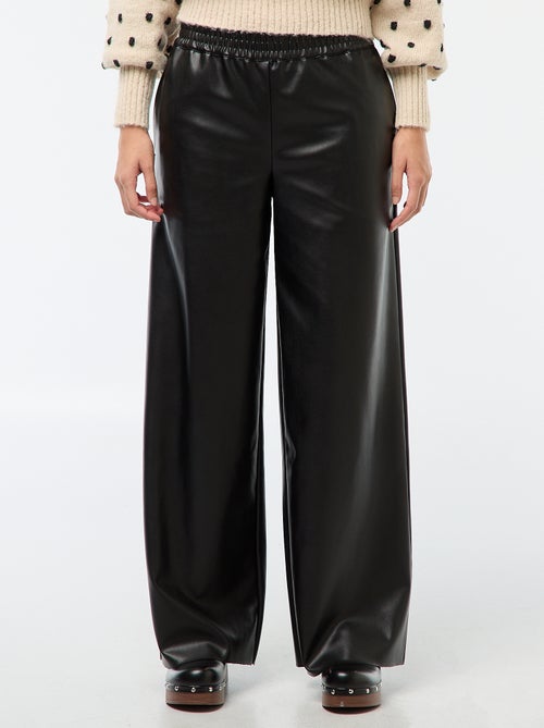 Pantalon droit faux cuir uni - Kiabi