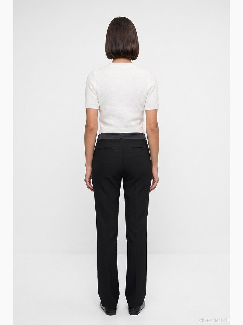 Pantalon droit femme dilvin Noir - Kiabi