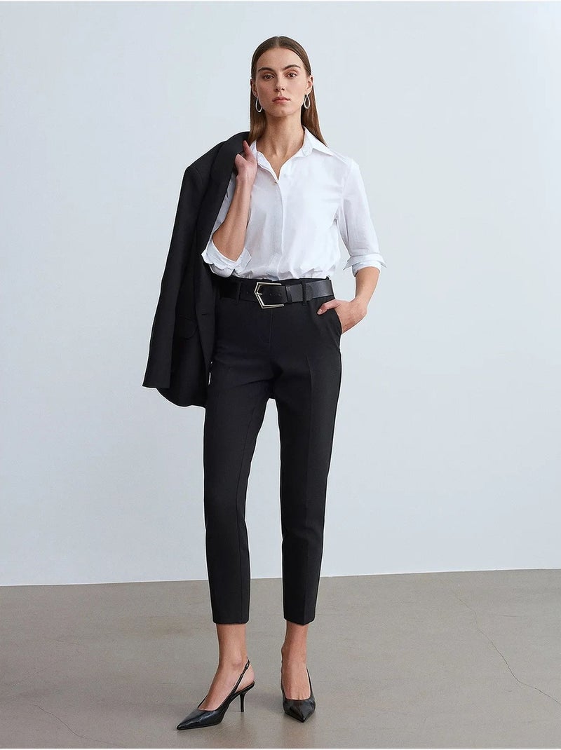 Pantalon droit femme dilvin Noir - Kiabi