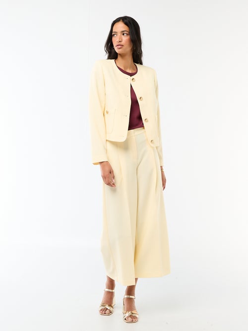 Pantalon droit femme en chaîne et trame - Kiabi