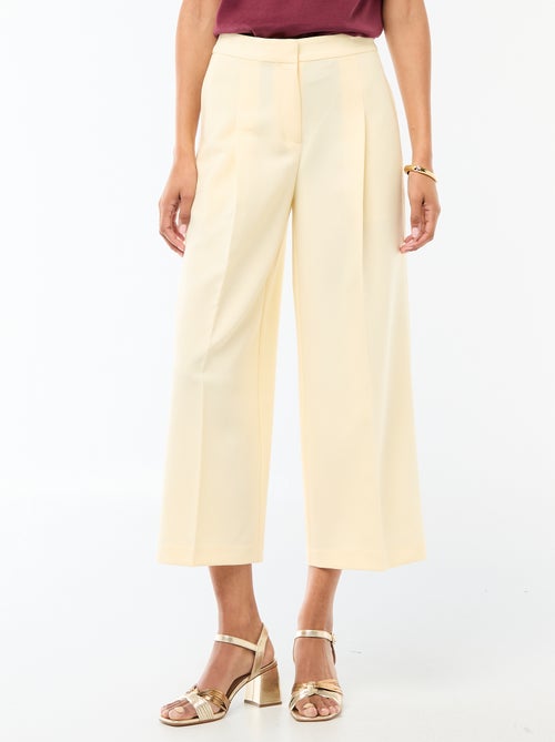 Pantalon droit femme en chaîne et trame - Kiabi