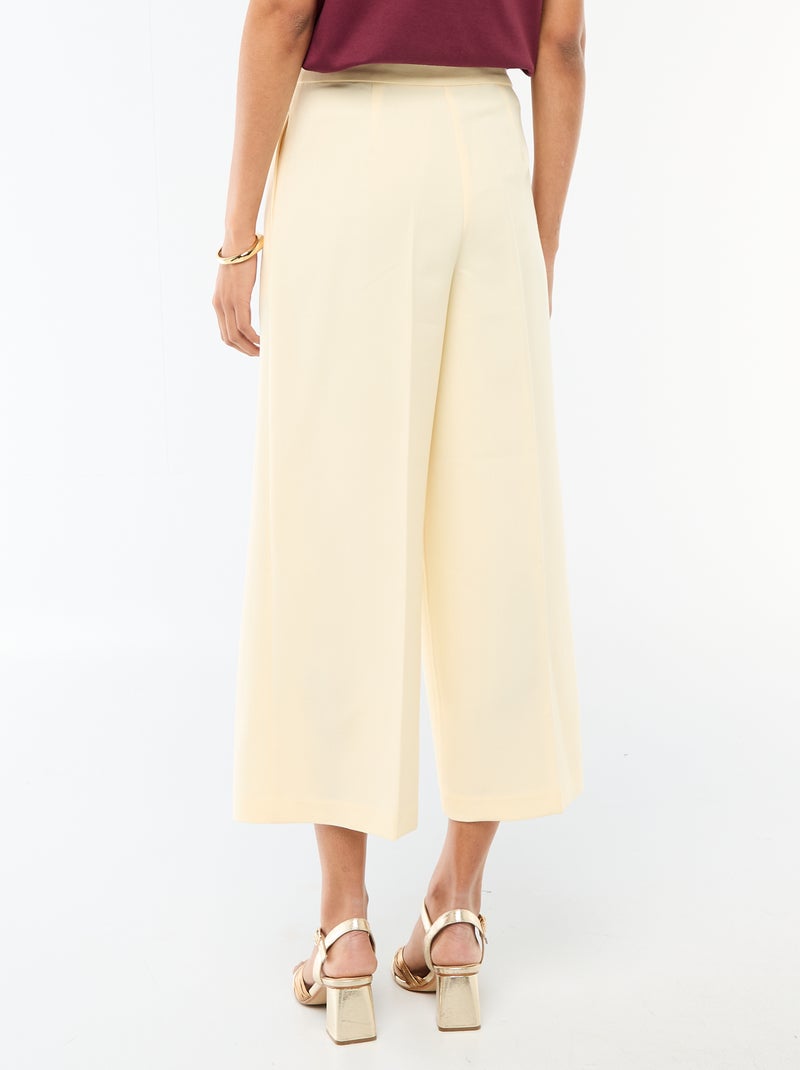 Pantalon droit femme en chaîne et trame Beige - Kiabi