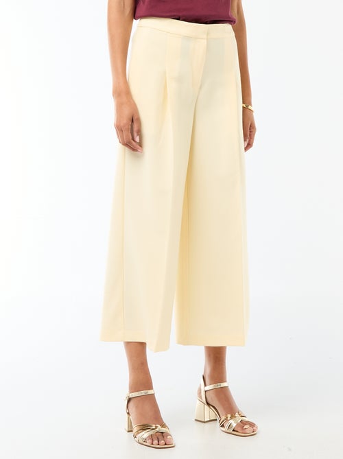 Pantalon droit femme en chaîne et trame - Kiabi