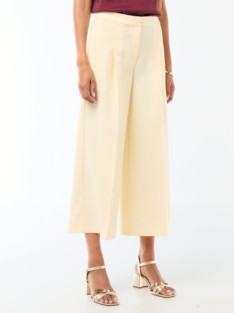 Pantalon droit femme en chaîne et trame Beige - Kiabi