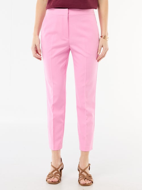 Pantalon droit femme en chaîne et trame - Kiabi