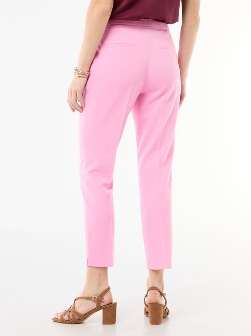 Pantalon droit femme en chaîne et trame - Kiabi