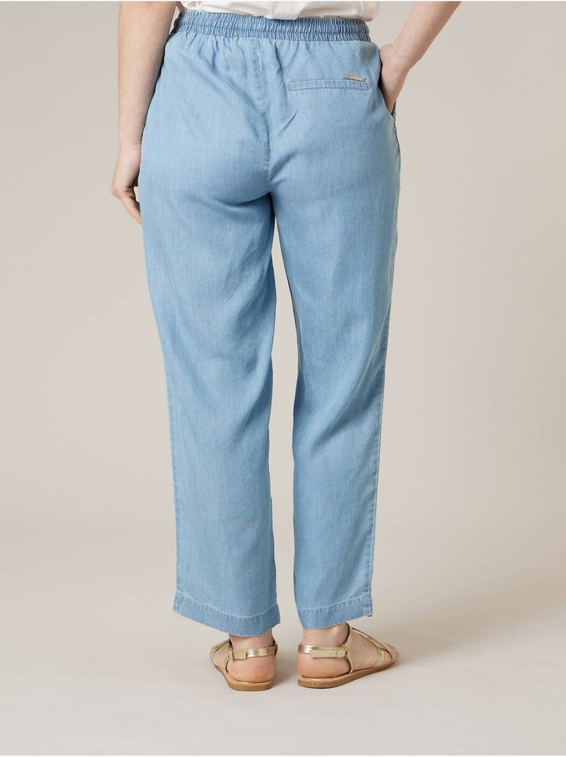 Pantalon droit femme en lyocell 'Deeluxe' Bleu - Kiabi