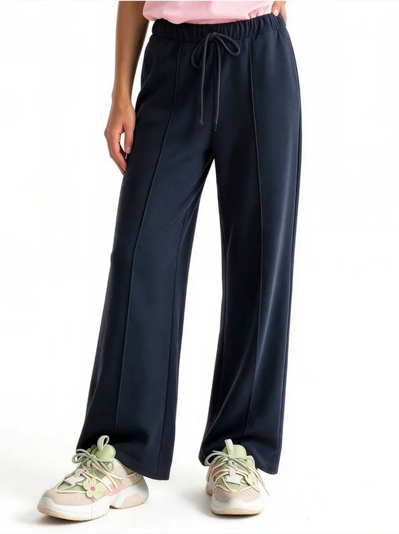 Pantalon droit femme en mélange de modal busem Bleu marine - Kiabi