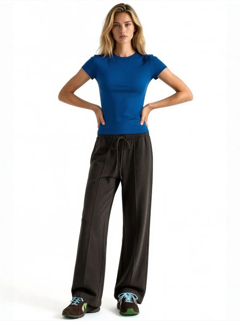 Pantalon droit femme en mélange de modal busem Marron chocolat - Kiabi