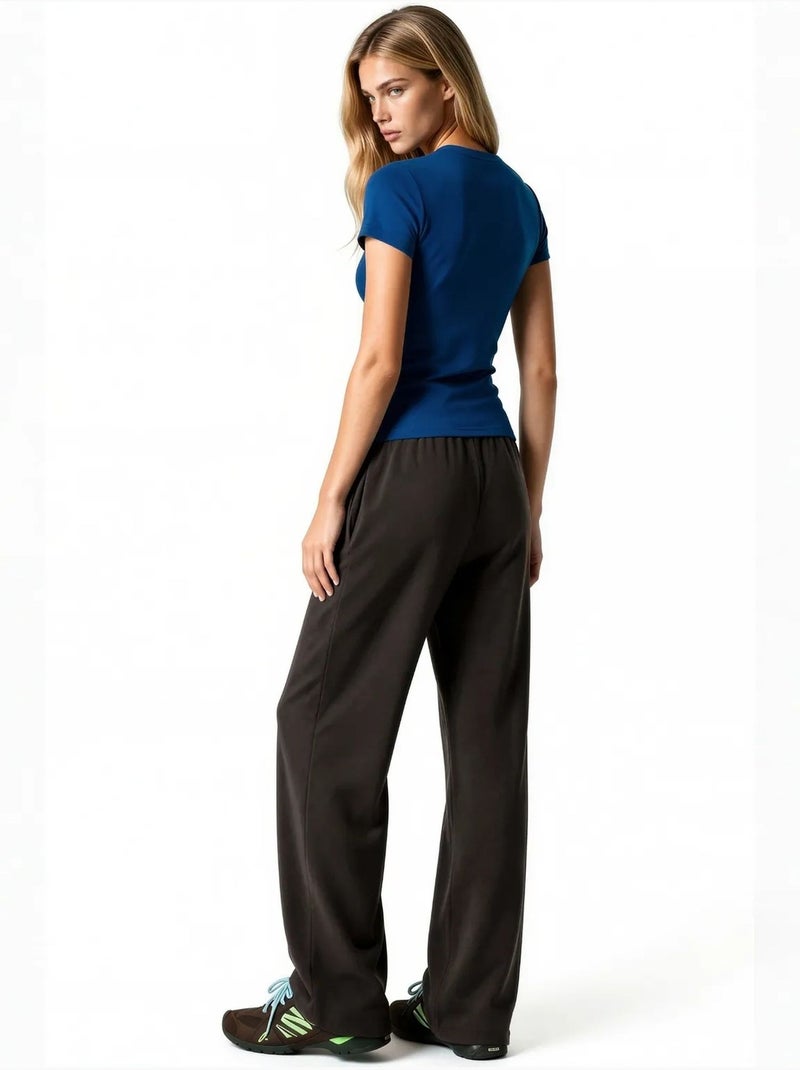 Pantalon droit femme en mélange de modal busem Marron chocolat - Kiabi