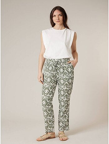 Pantalon droit femme imprimé ethinique 'Deeluxe'