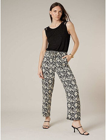 Pantalon droit femme imprimé ethinique 'Deeluxe'