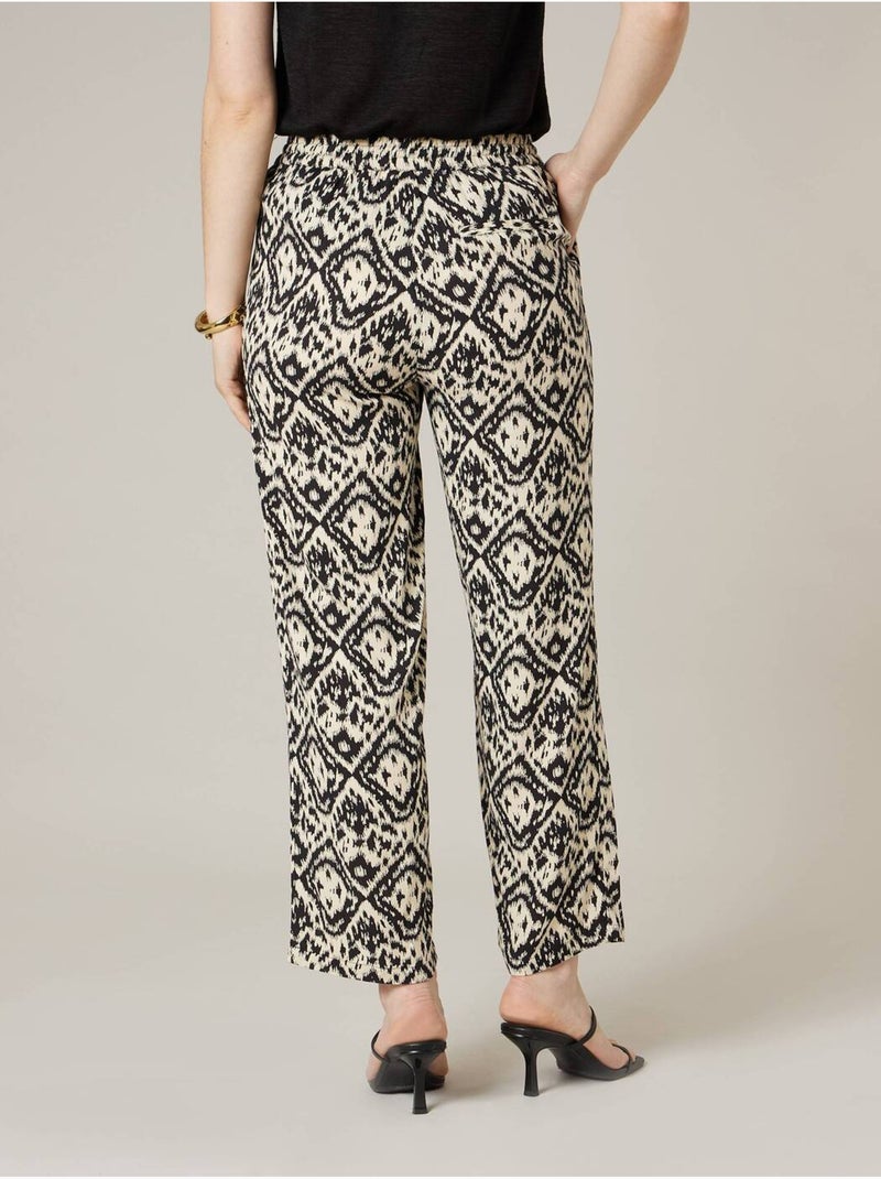 Pantalon droit femme imprimé ethinique 'Deeluxe' Noir - Kiabi