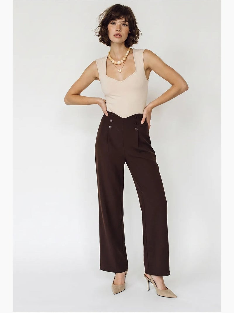 Pantalon droit femme lucci Marron chocolat - Kiabi