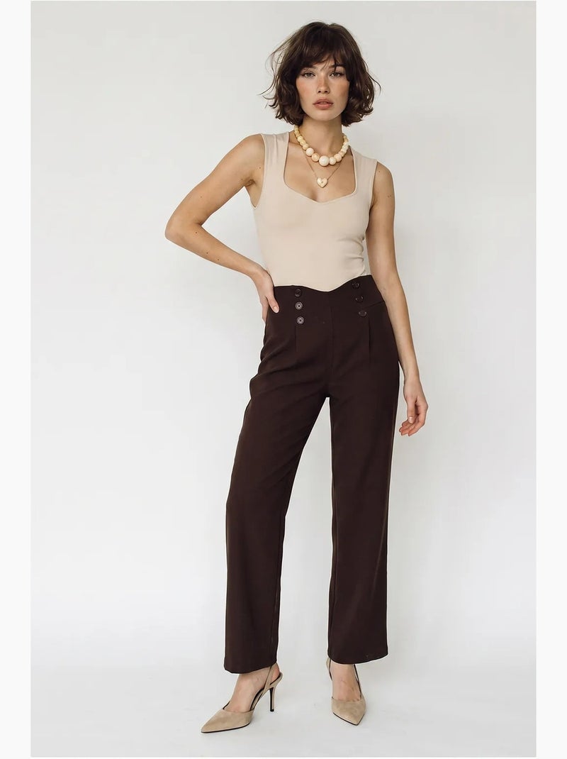 Pantalon droit femme lucci Marron chocolat - Kiabi