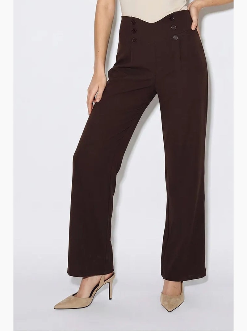 Pantalon droit femme lucci Marron chocolat - Kiabi