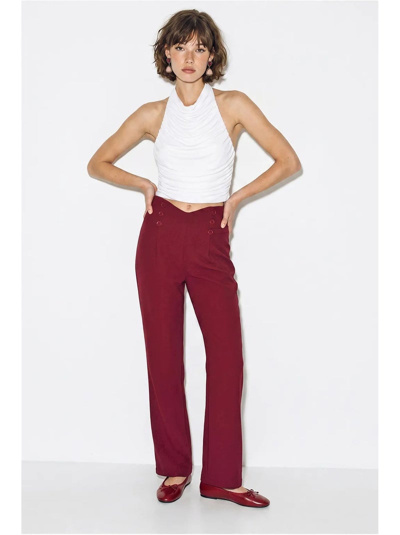 Pantalon droit femme lucci Rouge bordeaux - Kiabi