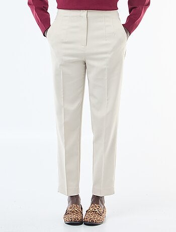 Pantalon droit femme taille haute uni
