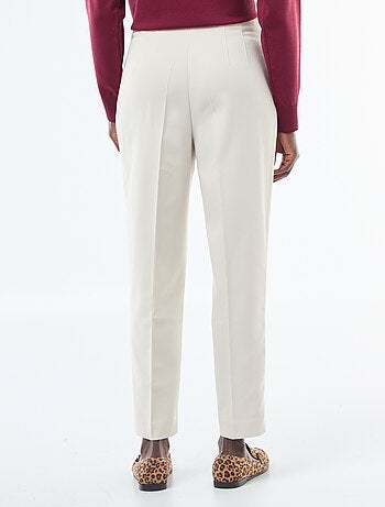 Pantalon droit femme taille haute uni