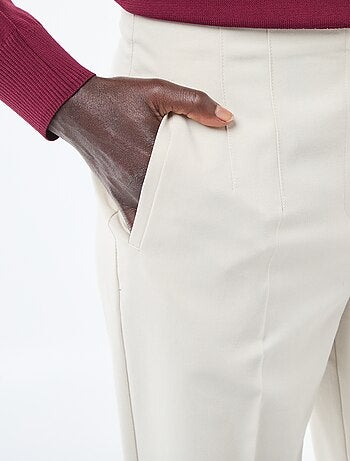 Pantalon droit femme taille haute uni