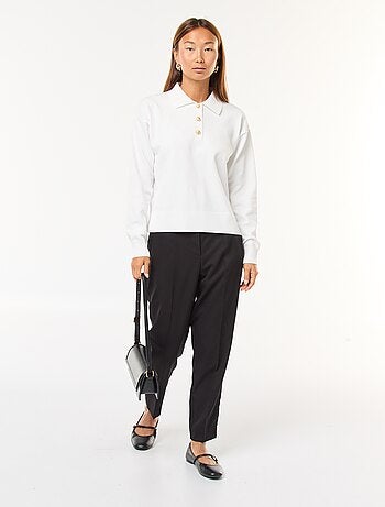Pantalon droit femme taille haute uni
