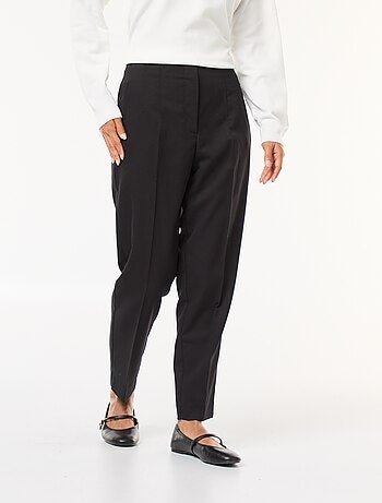 Pantalon droit femme taille haute uni