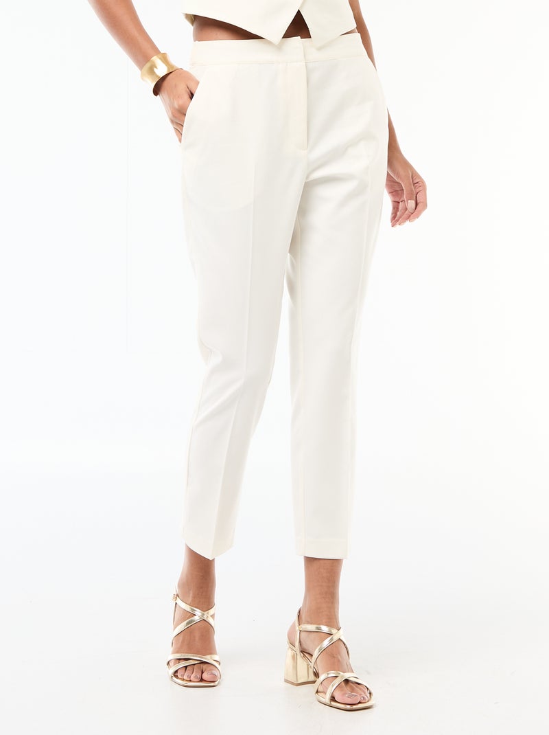 Pantalon droit femme taille standard Blanc - Kiabi