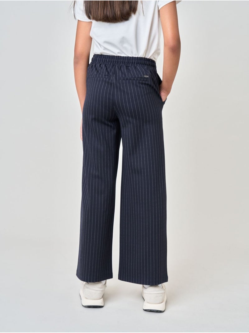 Pantalon droit fille à rayures 'deeluxe' Bleu marine - Kiabi