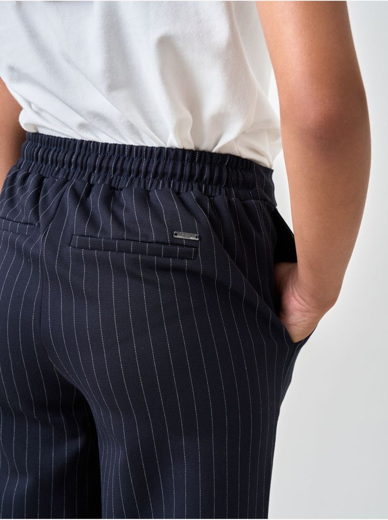 Pantalon droit fille à rayures 'deeluxe' Bleu marine - Kiabi
