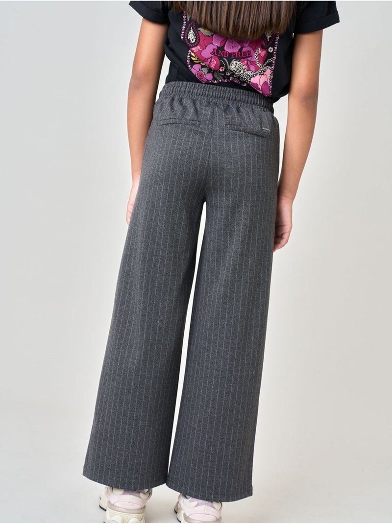 Pantalon droit fille à rayures 'deeluxe' Gris foncé - Kiabi