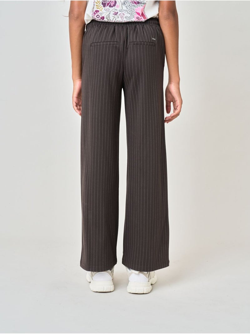 Pantalon droit fille à rayures 'deeluxe' Marron - Kiabi