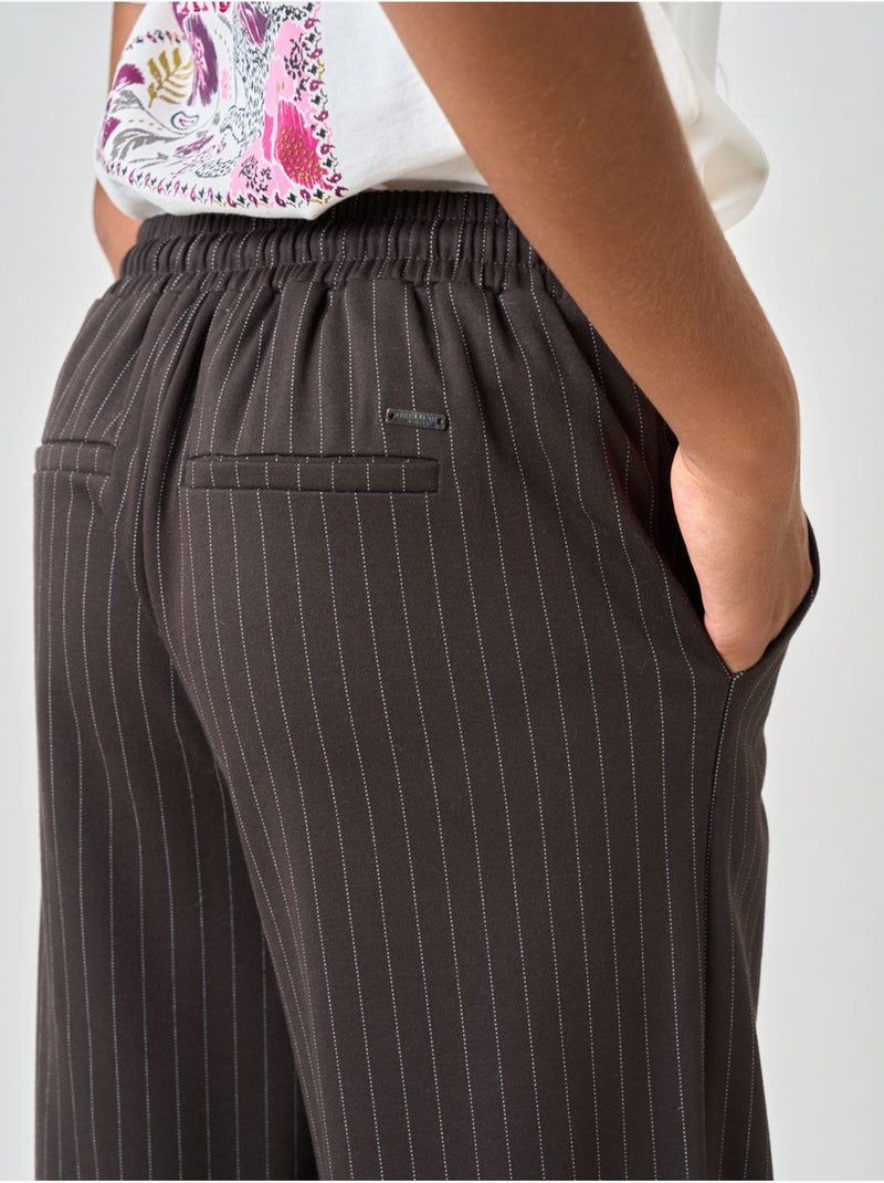 Pantalon droit fille à rayures 'deeluxe' Marron - Kiabi