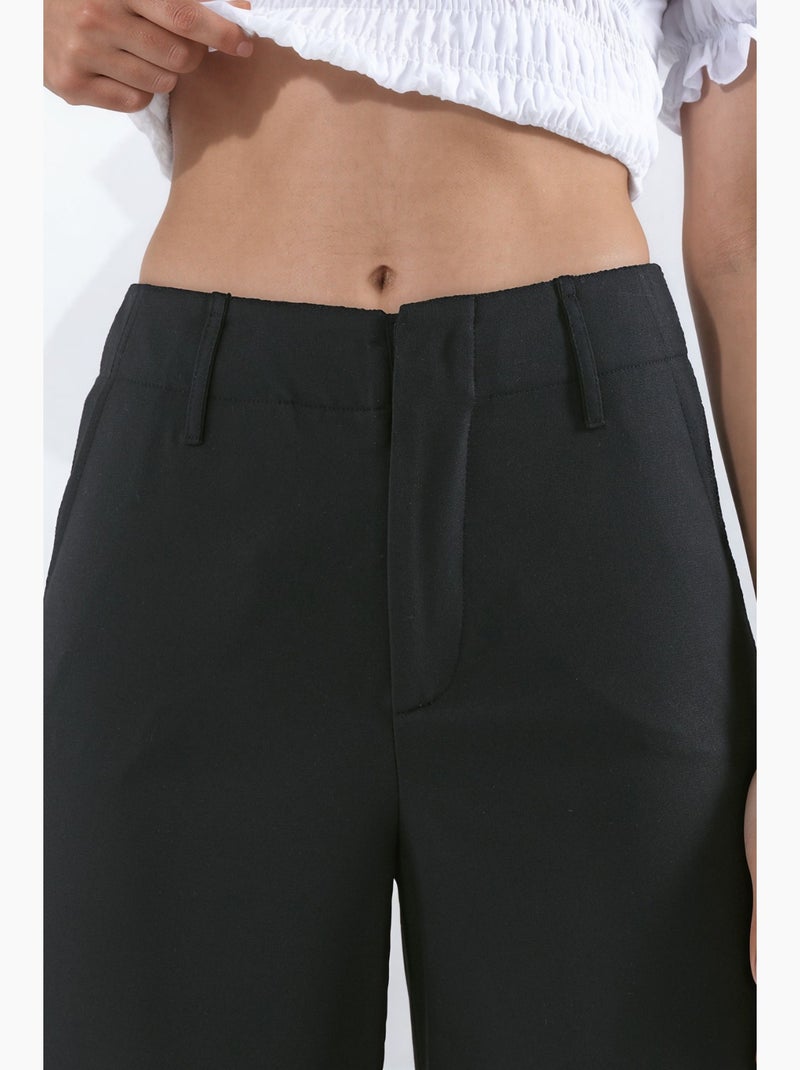 Pantalon droit fluide ceinturé hiccup Noir - Kiabi