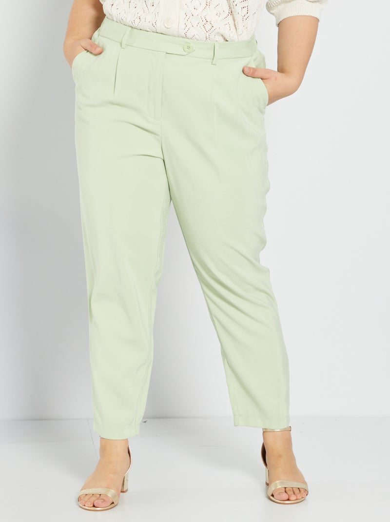 Pantalon droit fluide vert - Kiabi