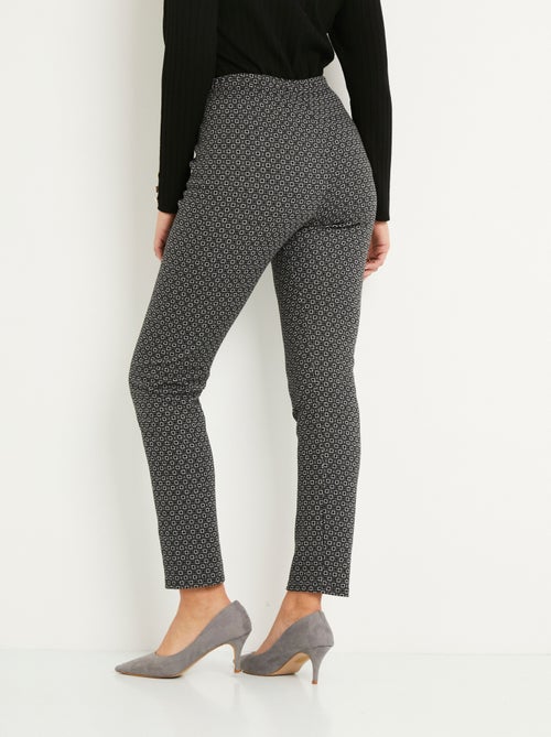 Pantalon droit fuselé taille élastiquée jacquard - Kiabi