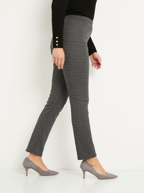 Pantalon droit fuselé taille élastiquée jacquard - Kiabi