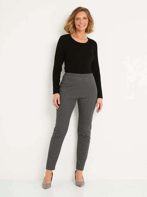 Pantalon droit fuselé taille élastiquée jacquard - Kiabi